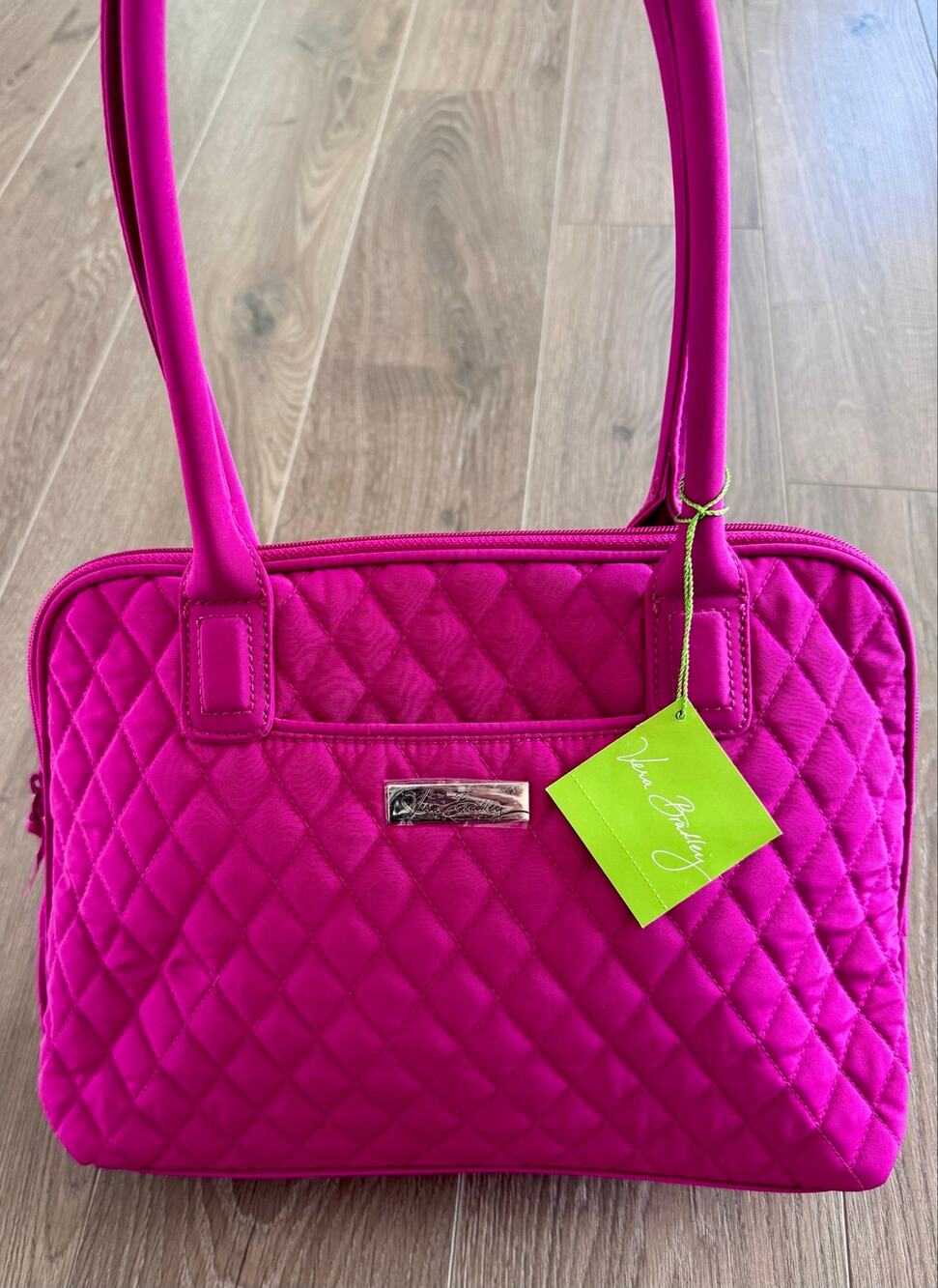 VTG Vera Bradley Zip Around Handbag Shoulder Bag Solid Magenta Quilted NEW